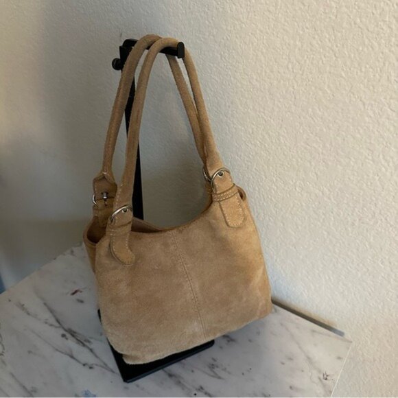 St Johns Bay Tan Suede Leather Small Hand Bag Purse Pocketbook Casual Weekender - Picture 5 of 10
